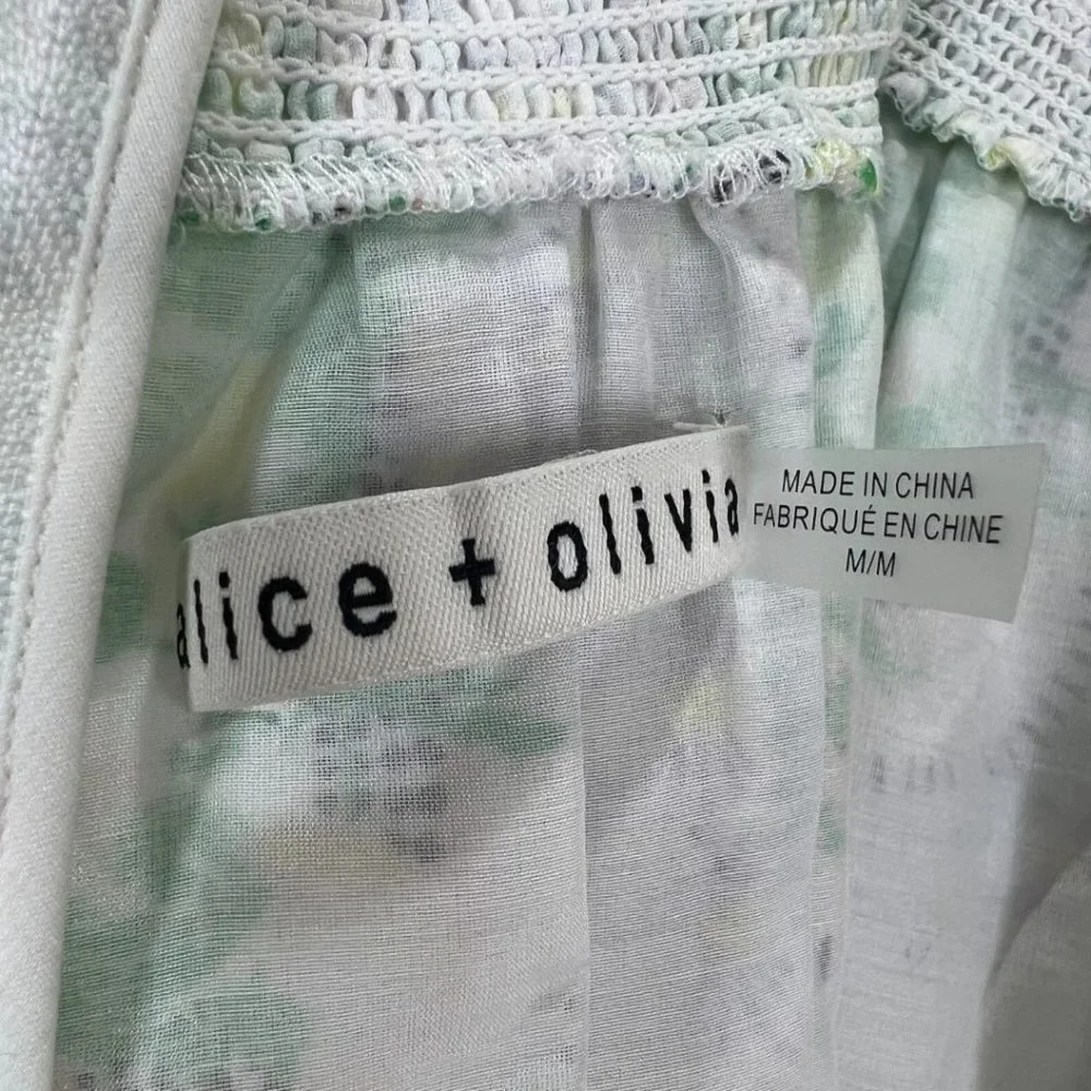 Alice + Olivia Sun Valley Trellis Multi White Green Dress $660 - Picture 11 of 14